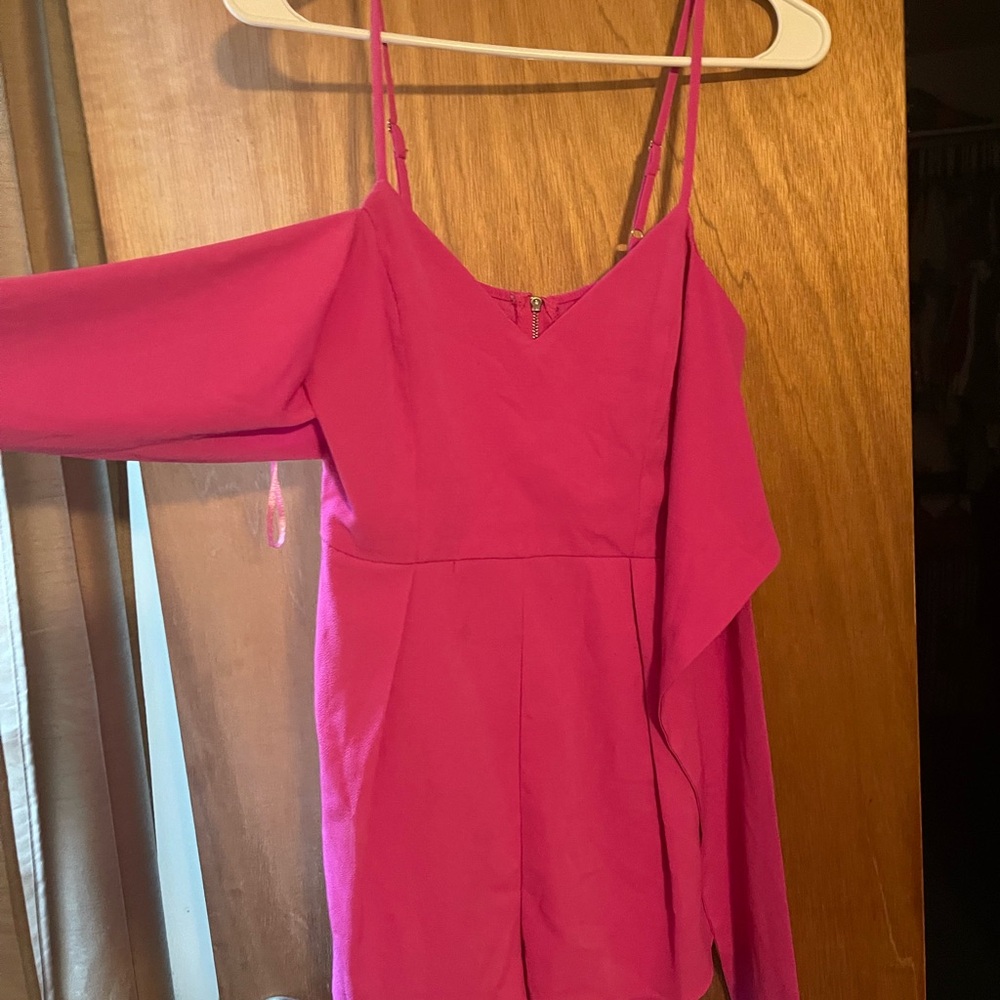Blue Blush Fuchsia One-Shoulder Dress